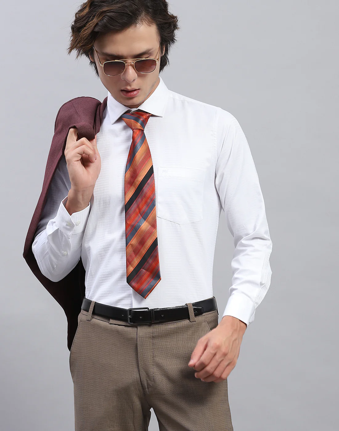 Men White Solid Collar Full Sleeve Shirt - Image 6