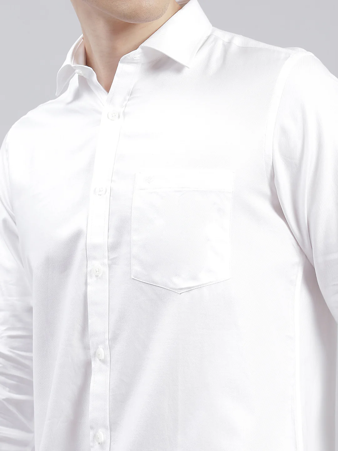 Men White Solid Collar Full Sleeve Shirts - Image 6