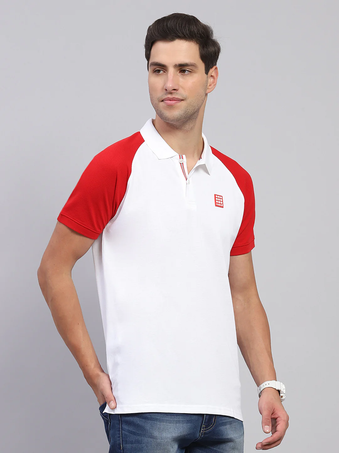 Rock.it Men White Solid Collar Half Sleeve T-Shirt - Image 4