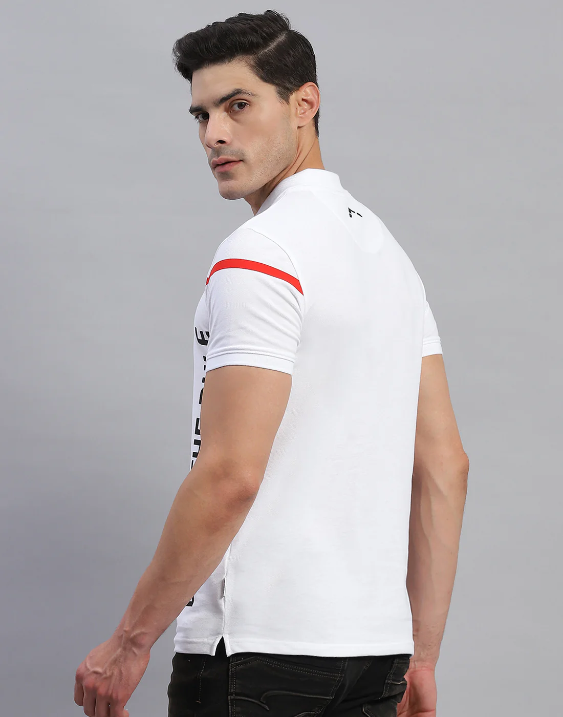 Rock.it Men White Solid Collar Half Sleeve T-Shirt - Image 5