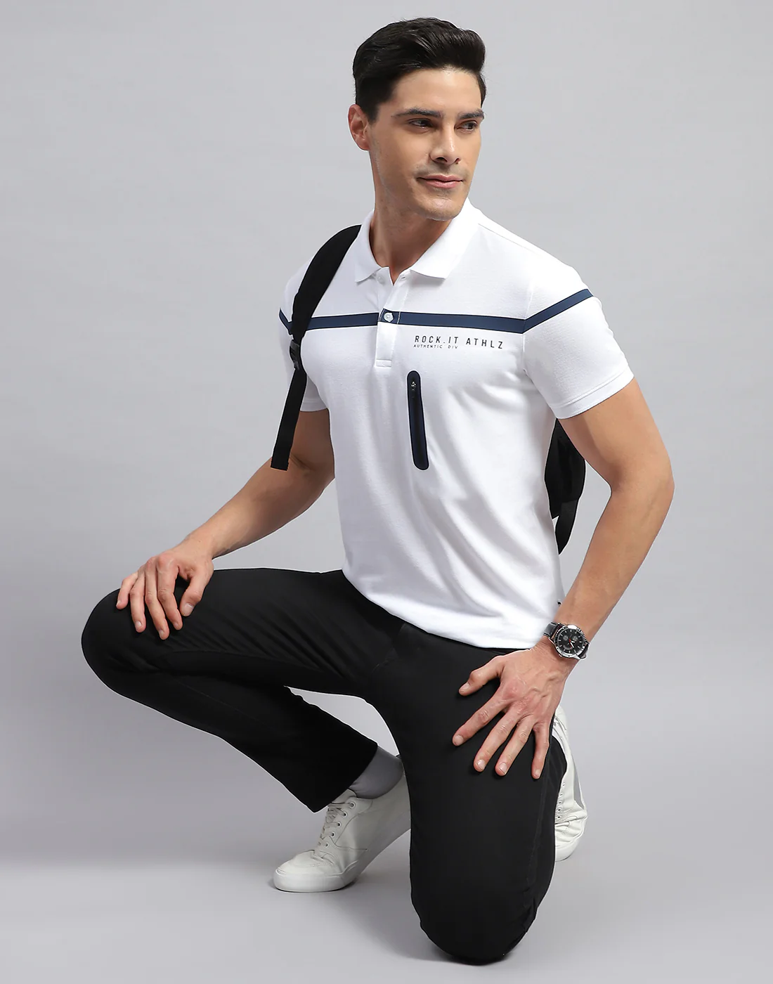 Rock.it Men White Solid Collar Half Sleeve T-Shirt - Image 6