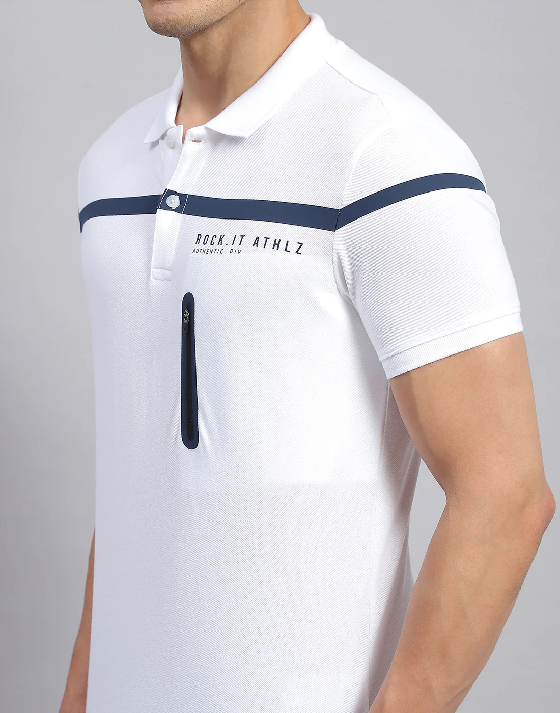 Rock.it Men White Solid Collar Half Sleeve T-Shirt - Image 7
