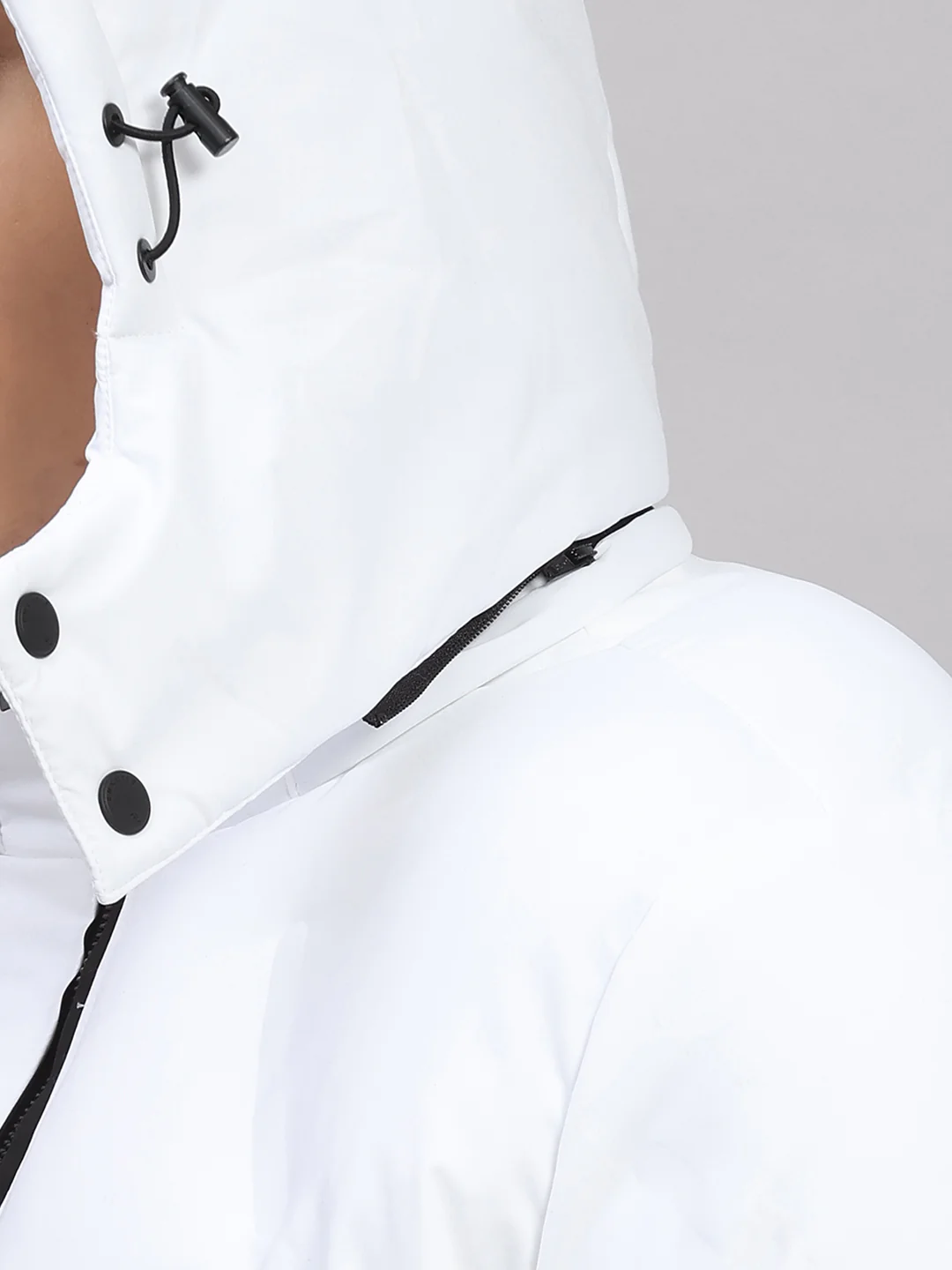 Luxuria Men White Solid Hooded Full Sleeve Jacket - Image 9