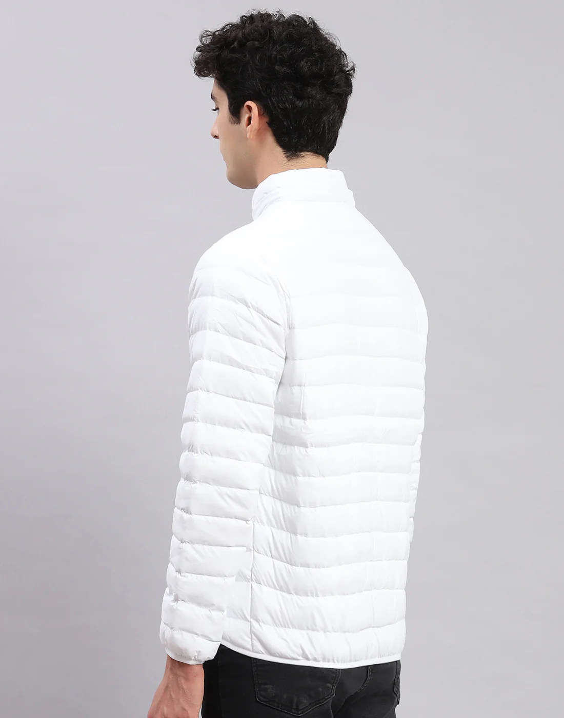 Men White Solid Hooded Full Sleeve Jackets - Image 6