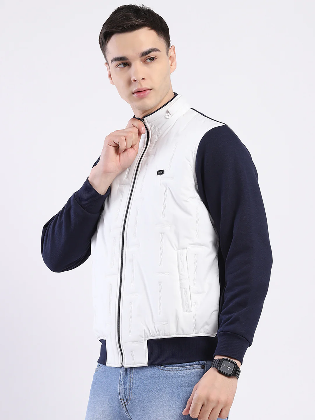 Men White Solid Hooded Full Sleeve Sweatshirt - Image 3