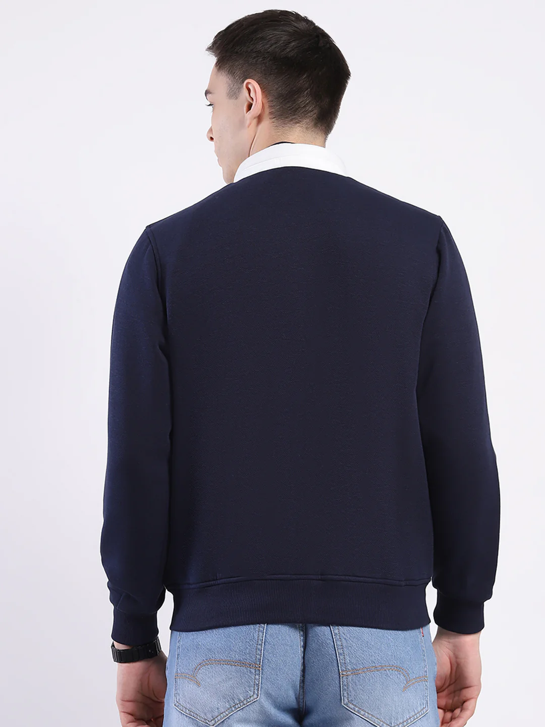 Men White Solid Hooded Full Sleeve Sweatshirt - Image 5