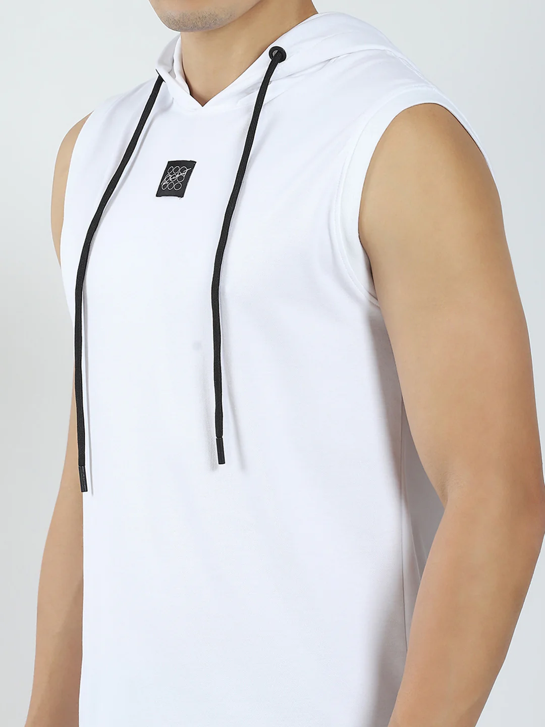 Rock.it Men White Solid Hooded Sleeveless T-Shirt - Image 7