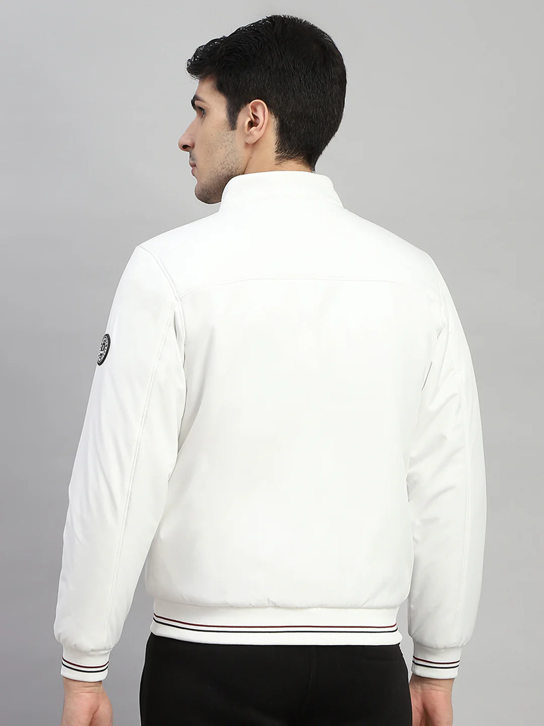 Rock.it Men White Solid Mock Neck Full Sleeve Jacket - Image 5