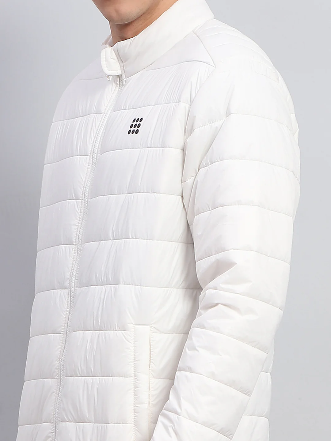 Rock.it Men White Solid Mock Neck Full Sleeve Jacket - Image 7