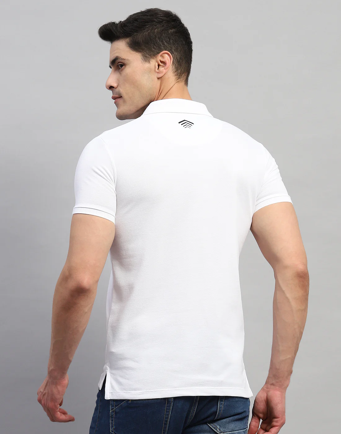 Rock.it Men White Solid Polo Collar Half Sleeve T-Shirt - Image 5