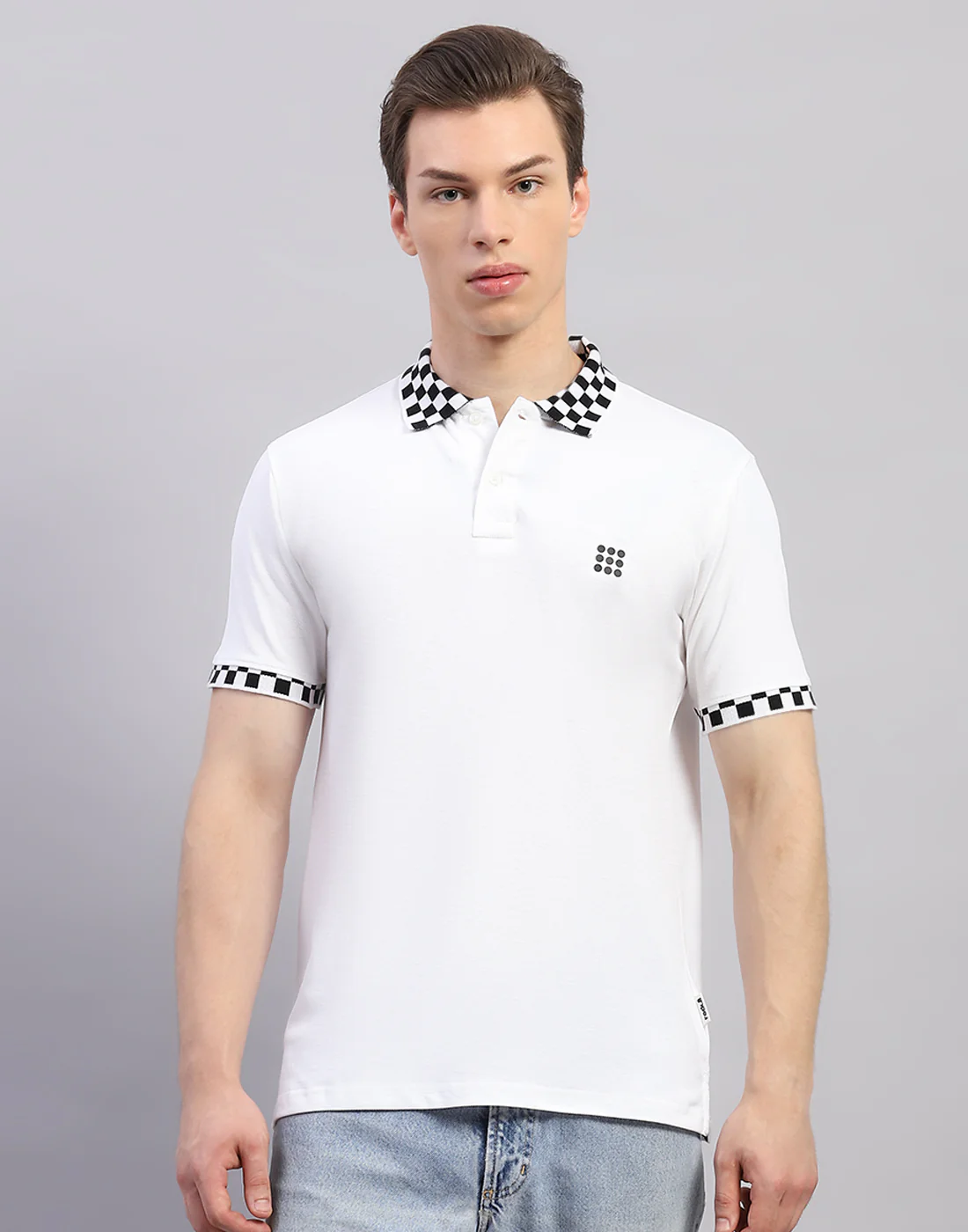 Rock.it Men White Solid Polo Collar Half Sleeve T-Shirt - Image 2