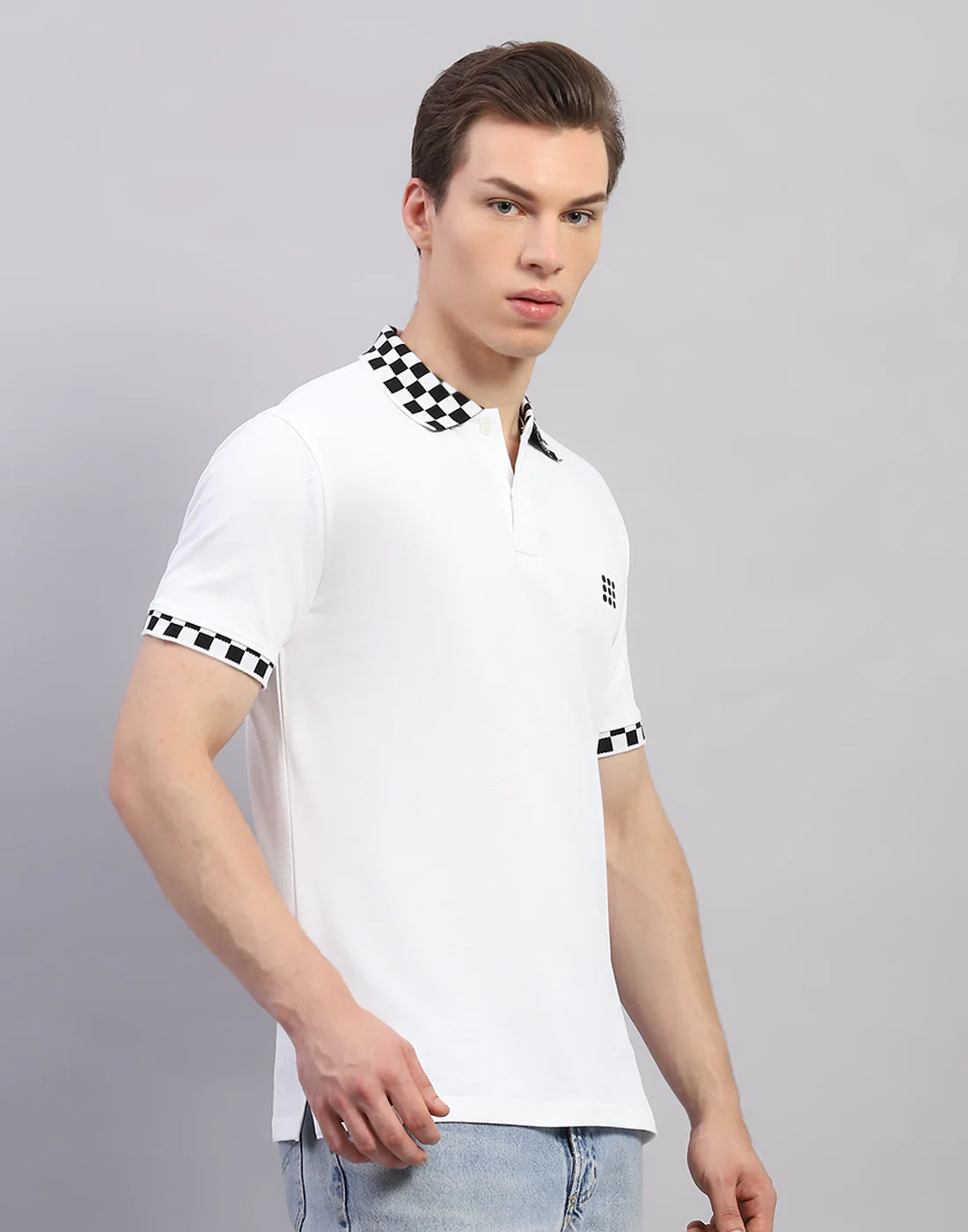 Rock.it Men White Solid Polo Collar Half Sleeve T-Shirt - Image 4