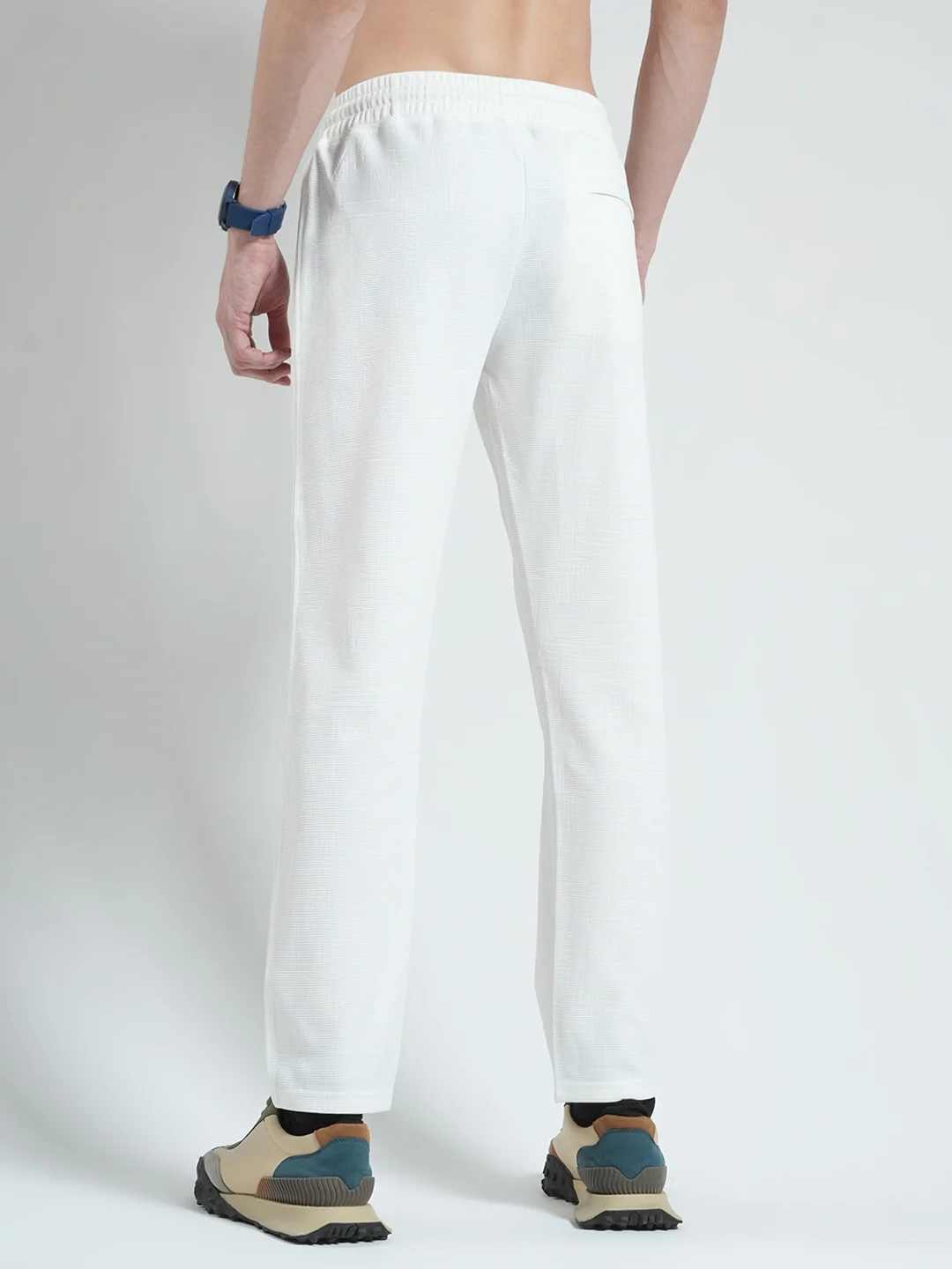 Men White Solid Regular Fit Lower - Image 5