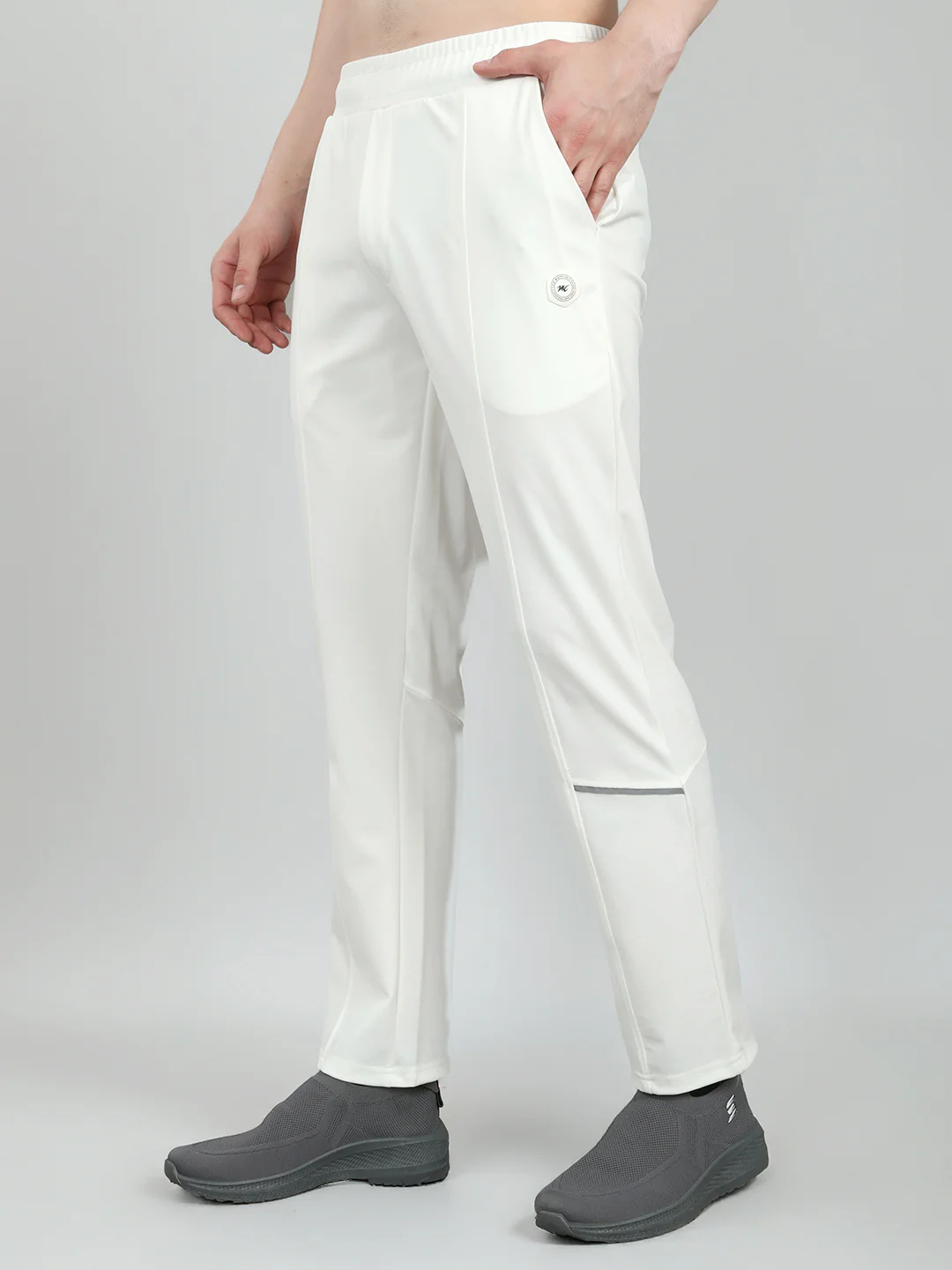 Men White Solid Regular Fit Lower - Image 2