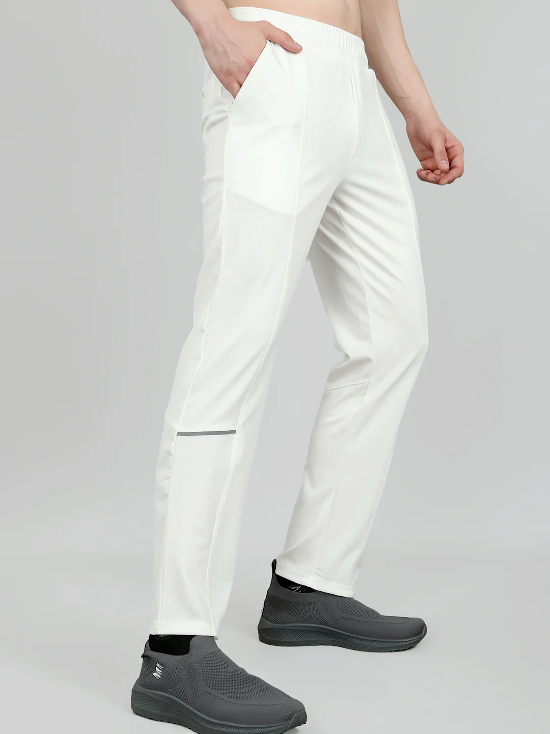 Men White Solid Regular Fit Lower - Image 3
