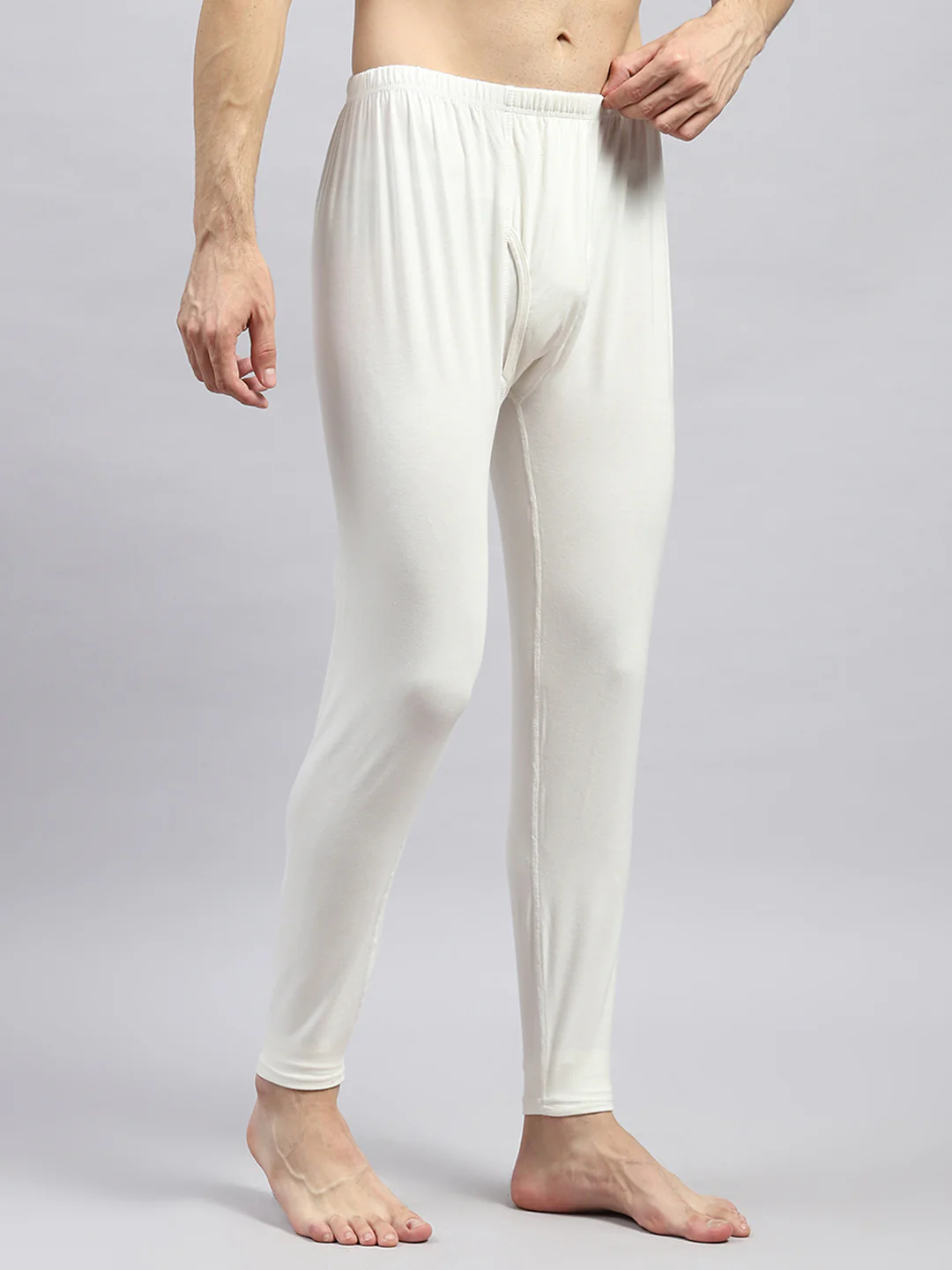 Men White Solid Regular Fit Lower - Image 4