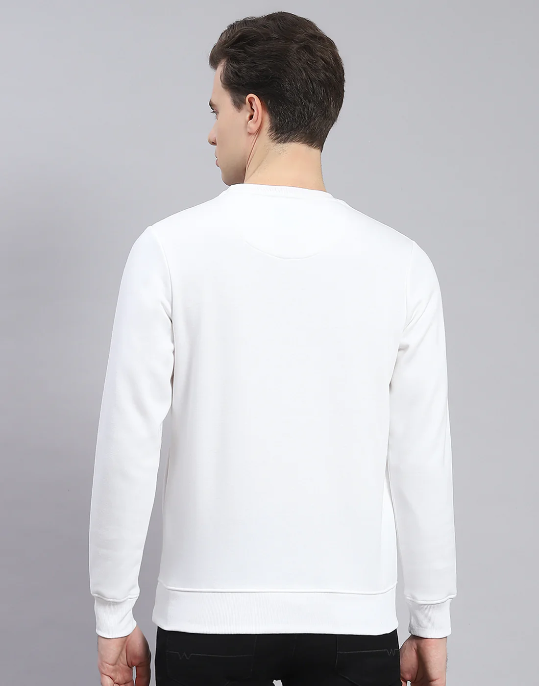 Rock.it Men White Solid Round Neck Full Sleeve Sweatshirt - Image 6