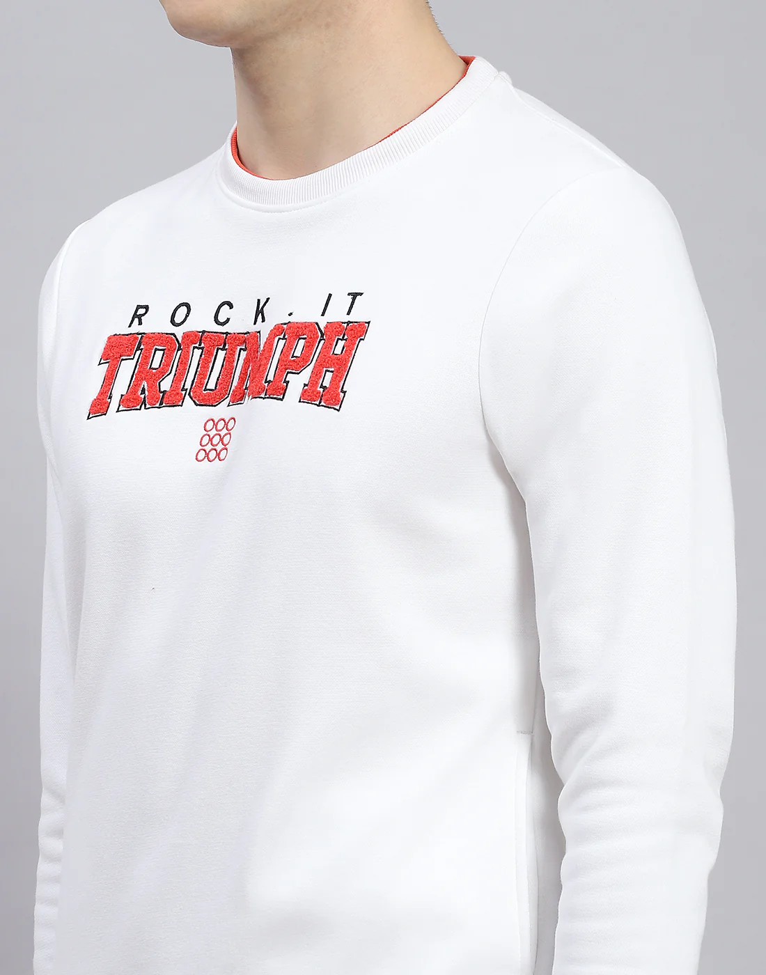 Rock.it Men White Solid Round Neck Full Sleeve Sweatshirt - Image 7