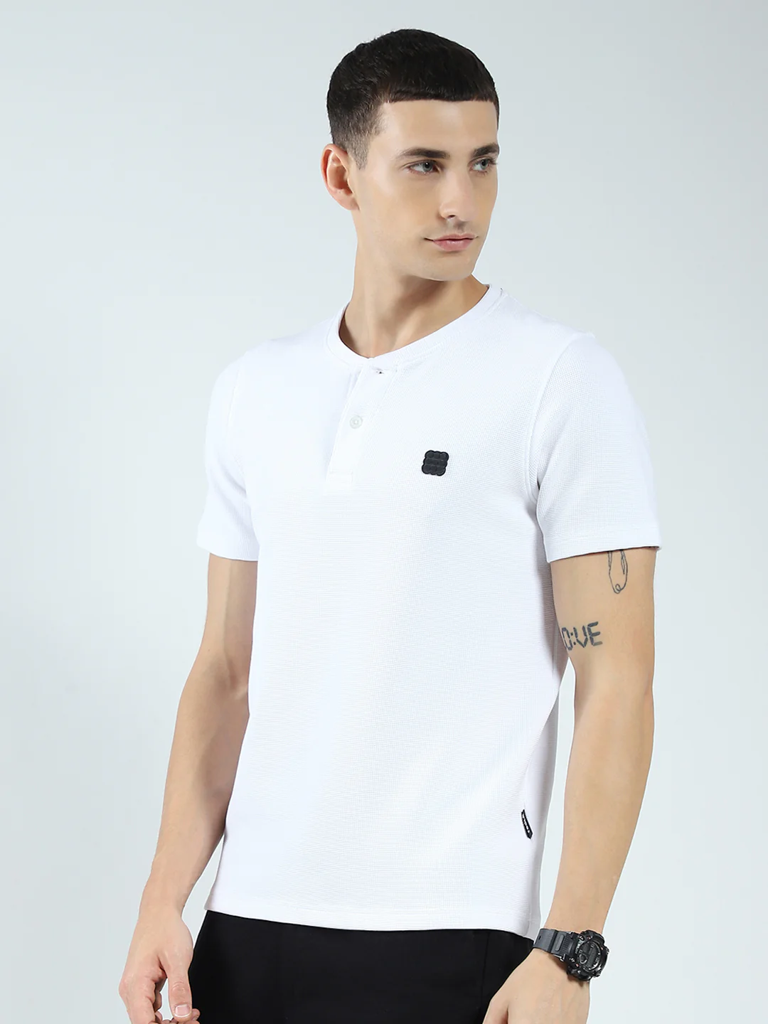 Rock.it Men White Solid Round Neck Half Sleeve T-Shirt - Image 3