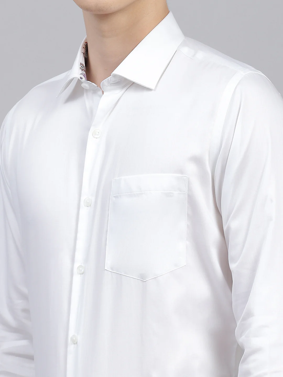 Men White Solid Shirt - Image 6