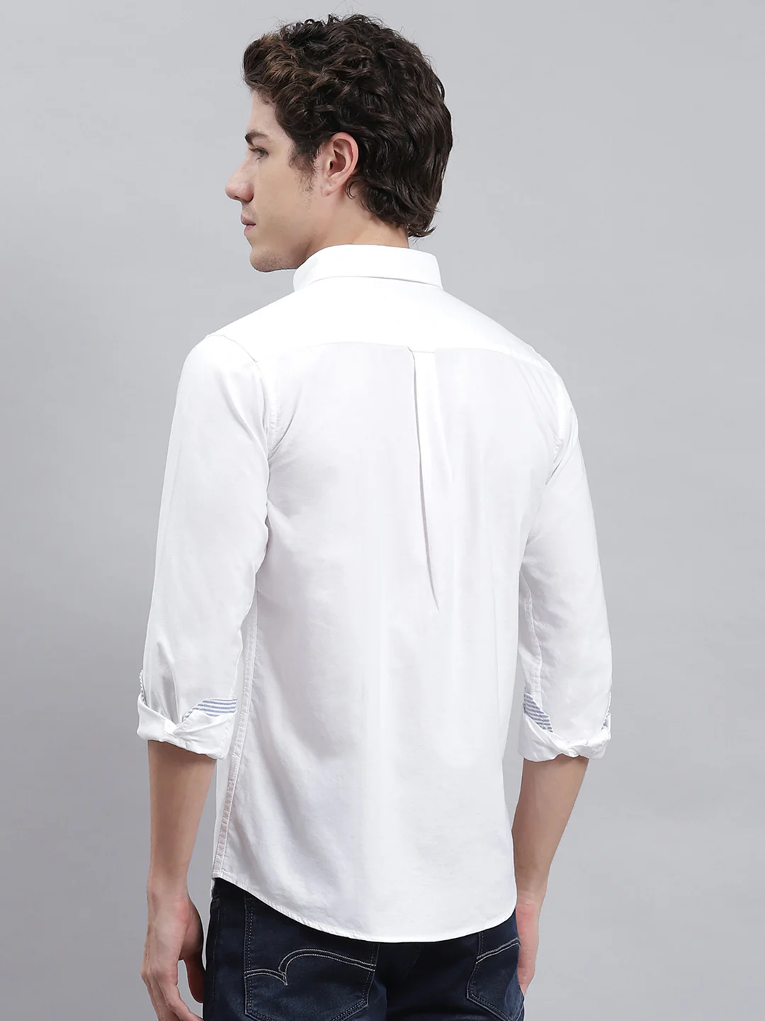 Men White Solid Shirt - Image 5