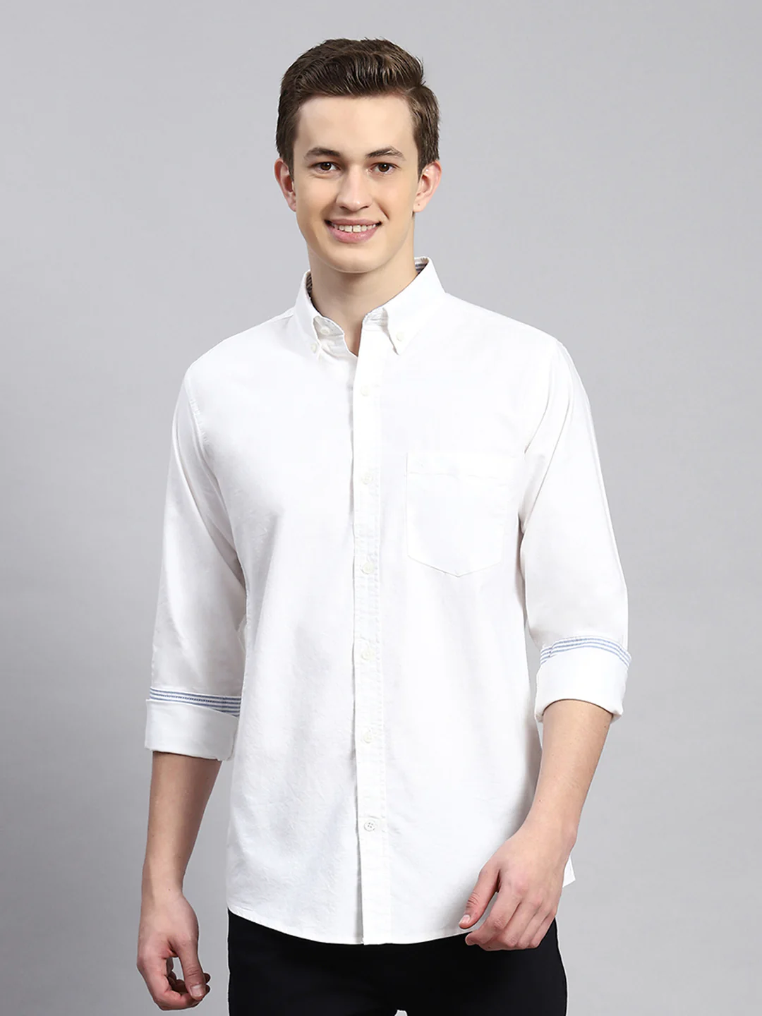 Men White Solid Shirt - Image 2