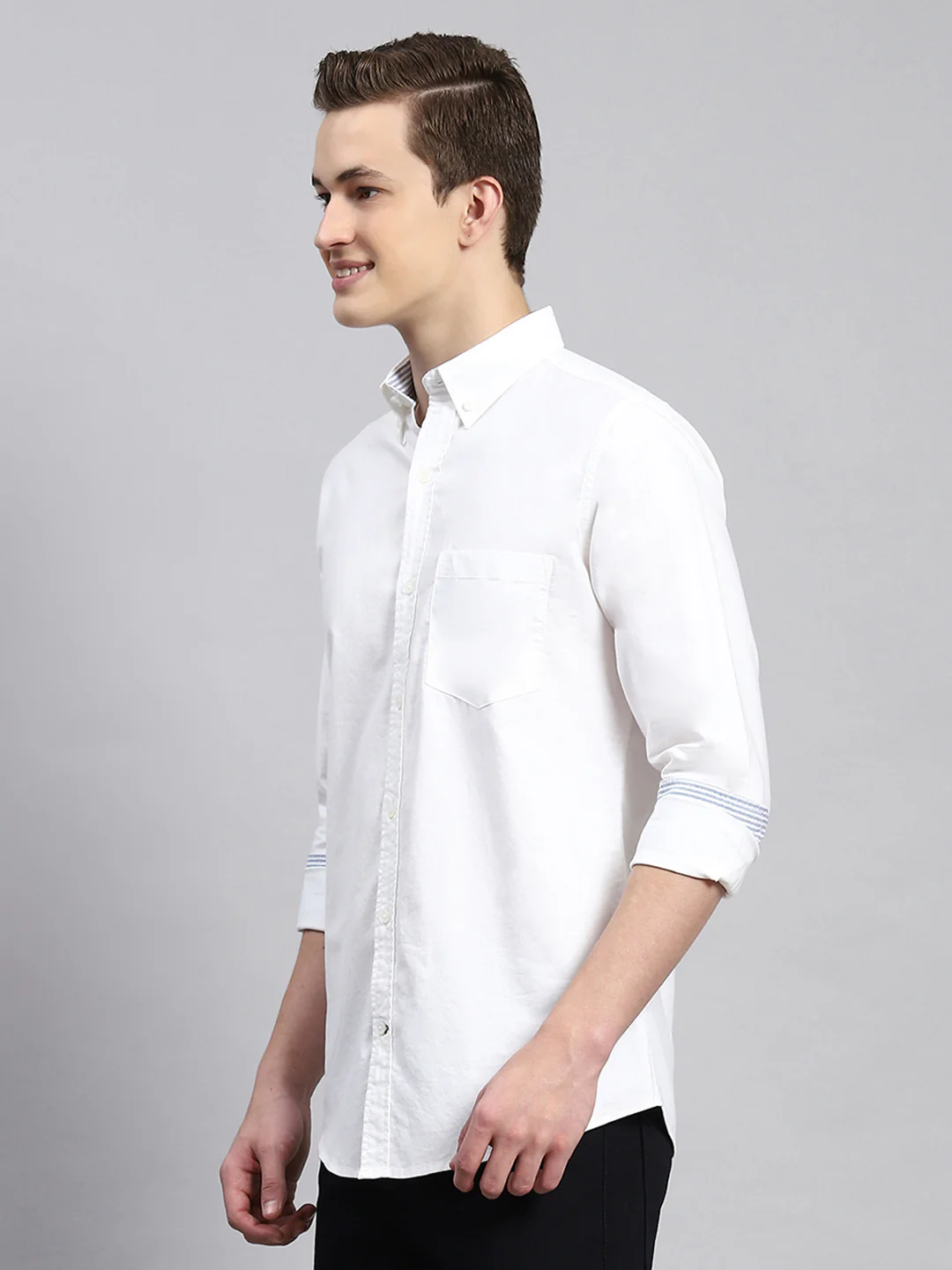 Men White Solid Shirt - Image 4
