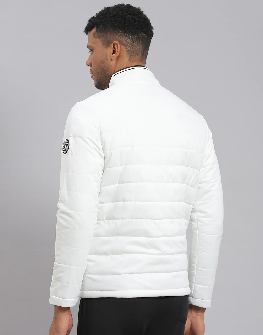 Rock.it Men White Solid Stand Collar Full Sleeve Jacket - Image 6
