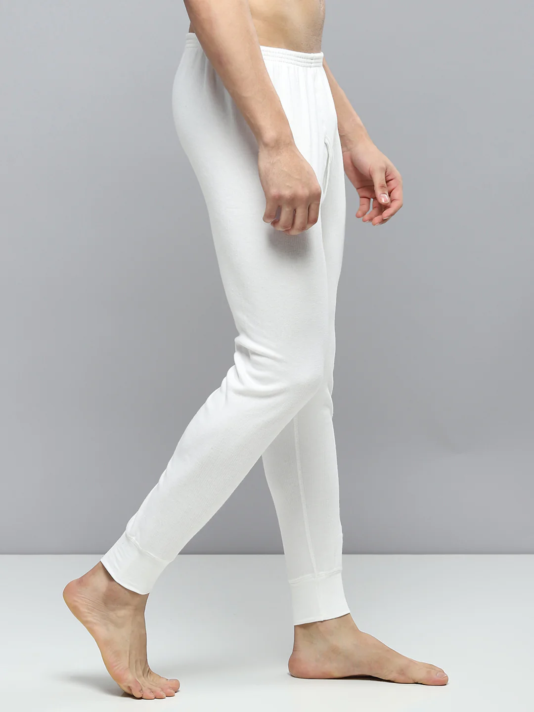 Men White Solid Thermal Lower - Image 4
