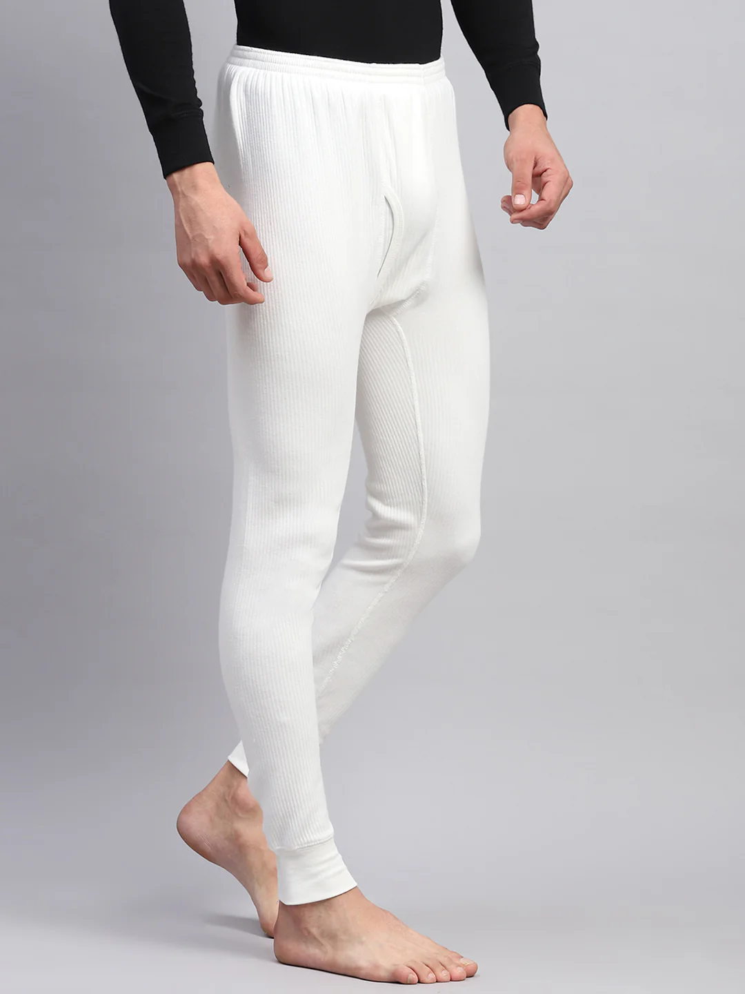 Men White Solid Thermal Lower - Image 4