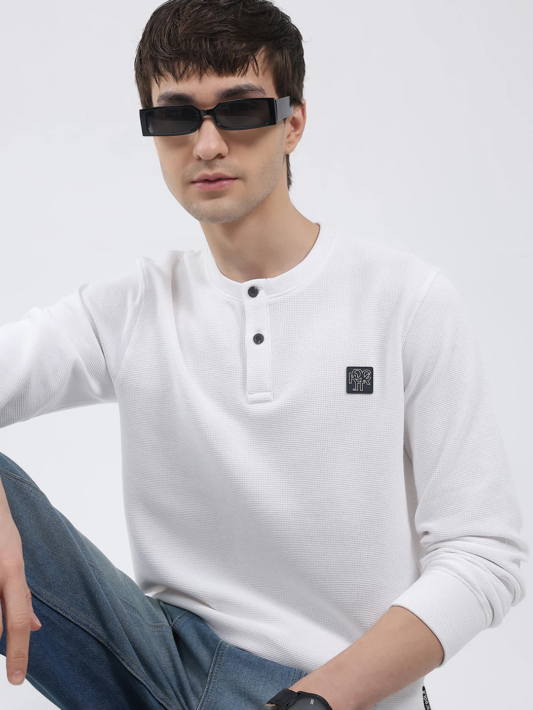 Rock.it Men White Solid Round Neck Full Sleeve Winter T-Shirt - Image 6