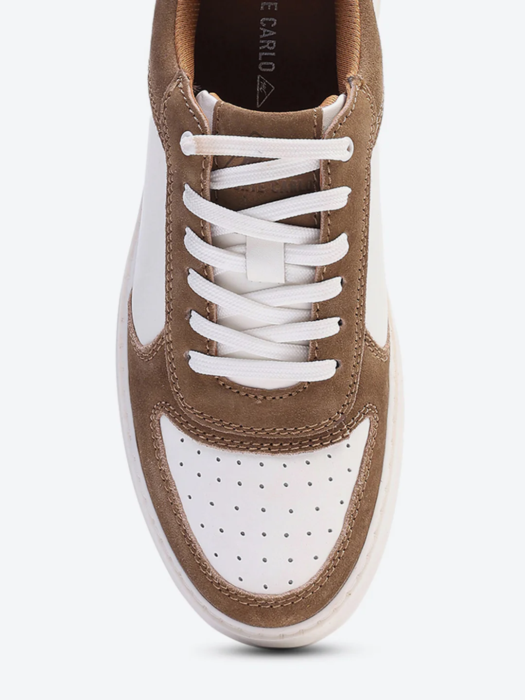 Men White & Tan Lace Up Genuine Leather Casual Sneakers - Image 8