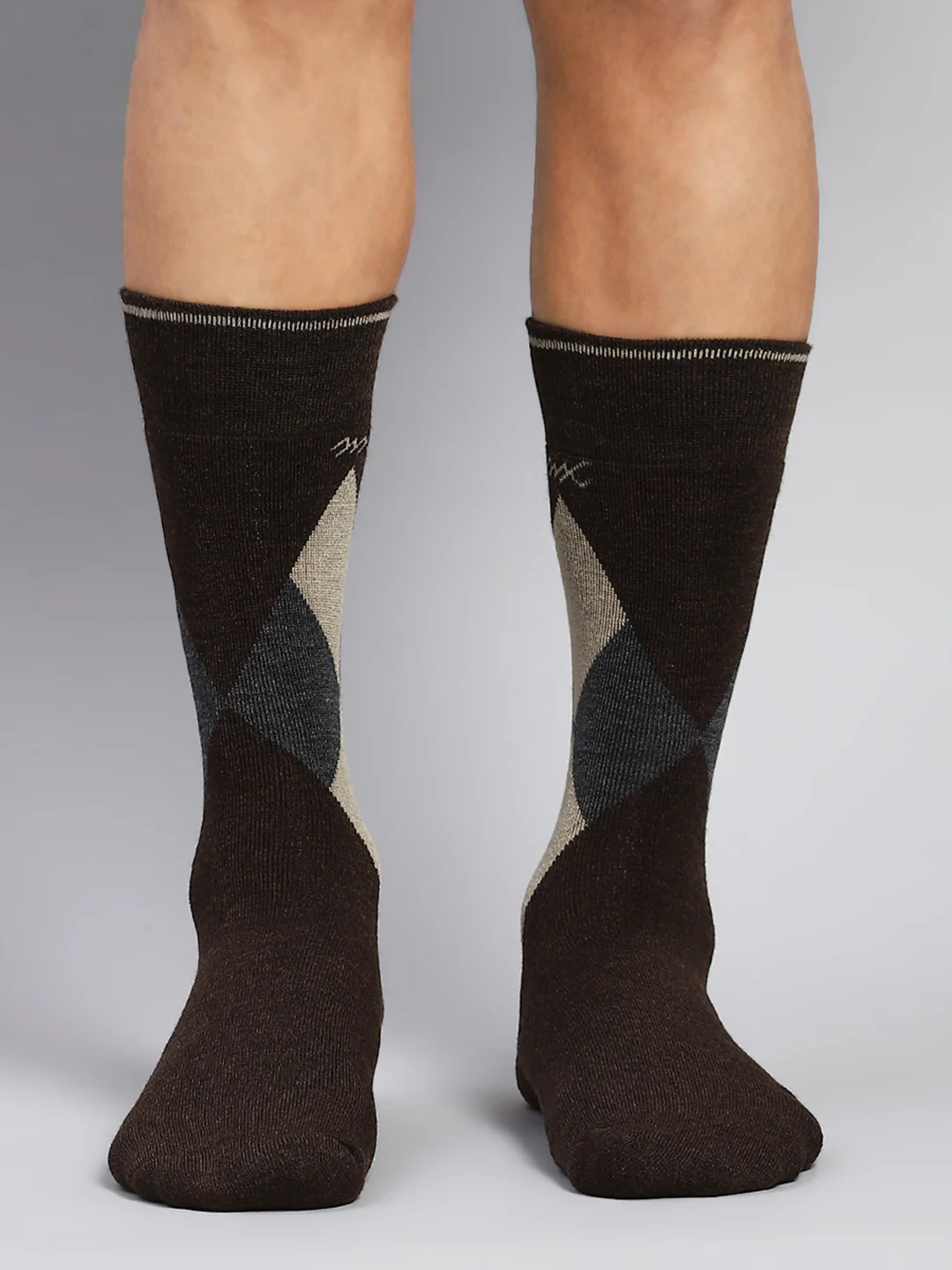 Men Wool blend Check Calf Length Socks (Pack of 2) - Image 2