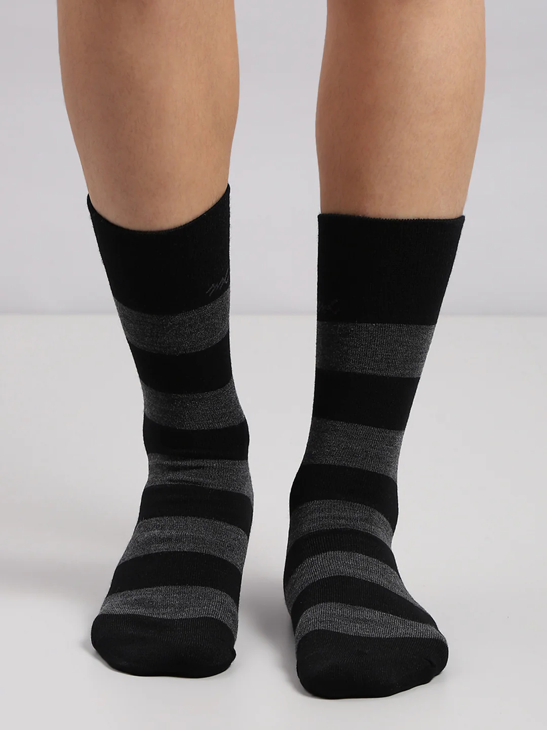 Men Wool blend Stripe Mid Calf Length Socks (1 Pair) - Image 2