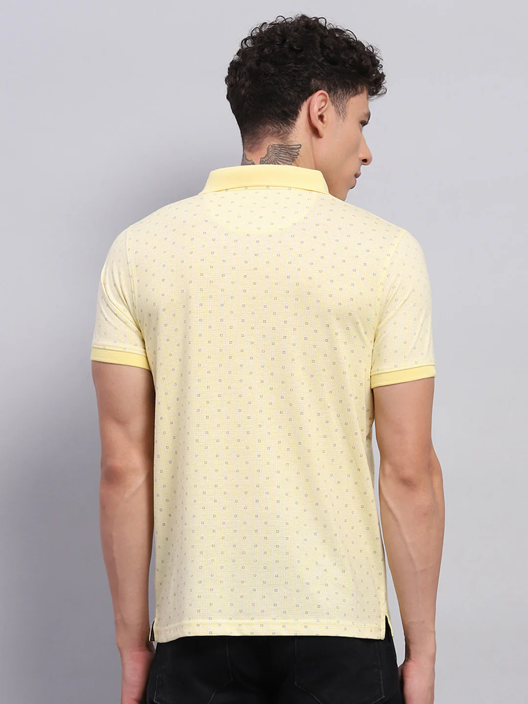 Men Yellow Printed Collar Half Sleeve T-Shirt - Image 5