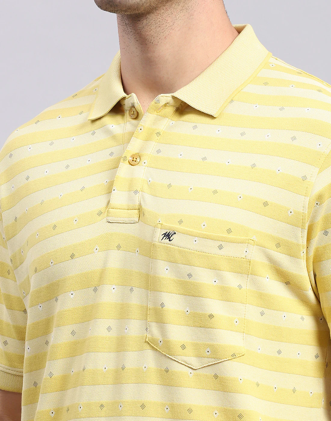 Men Yellow Printed Polo Collar Half Sleeve T-Shirt - Image 7