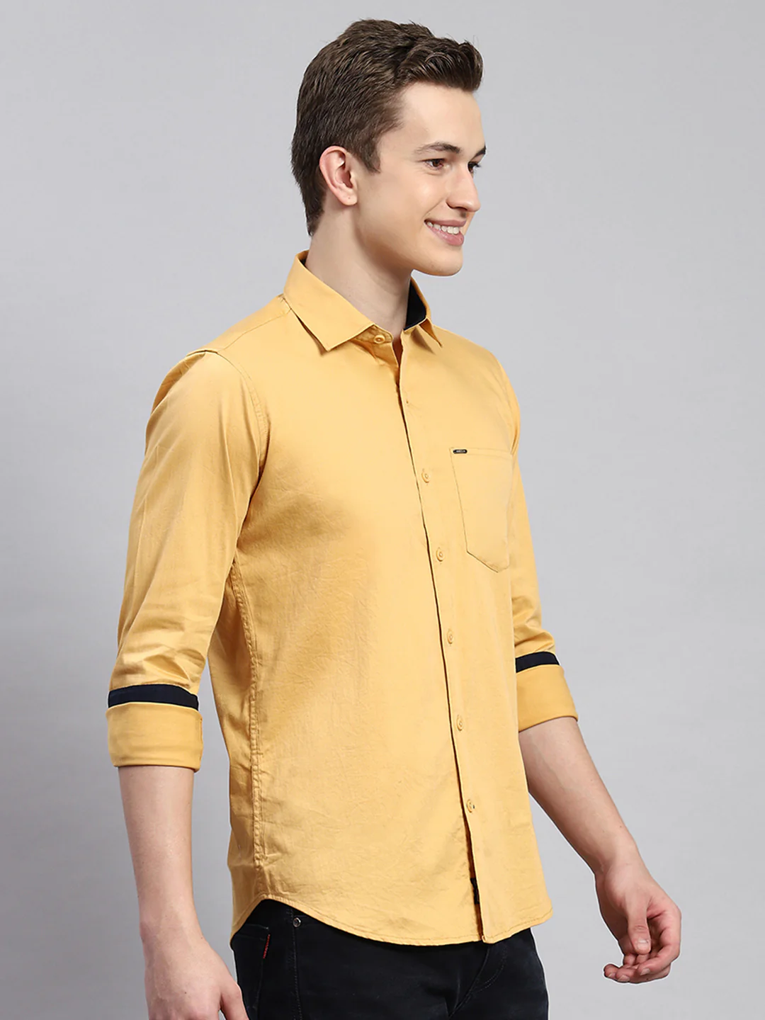 Men Yellow Printed Shirt - Image 3