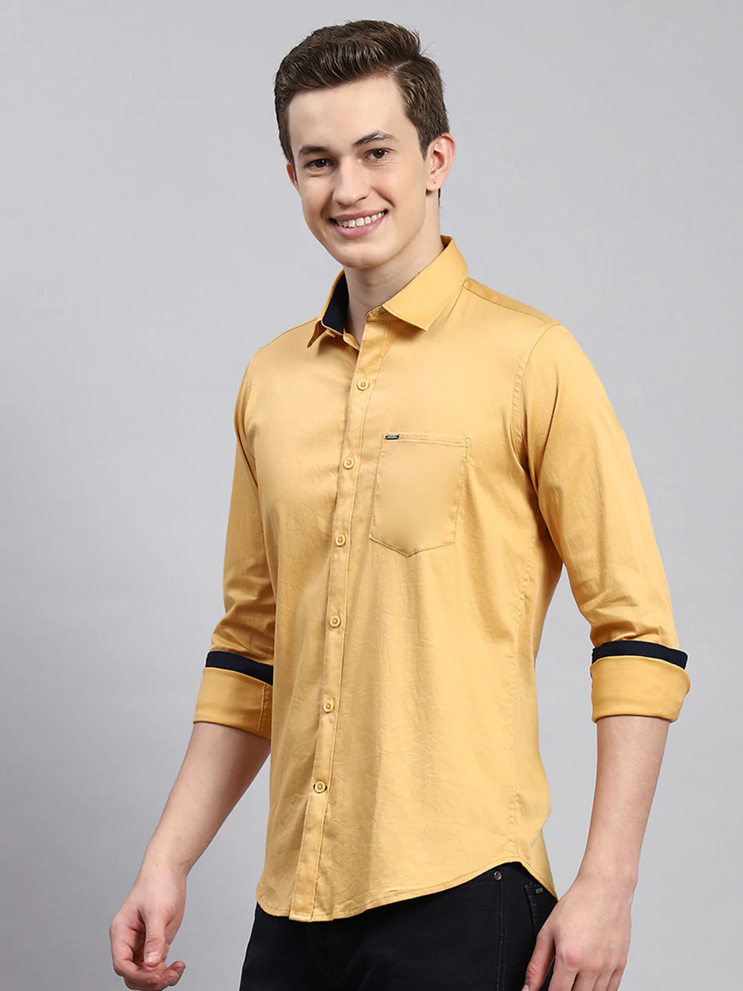 Men Yellow Printed Shirt - Image 4