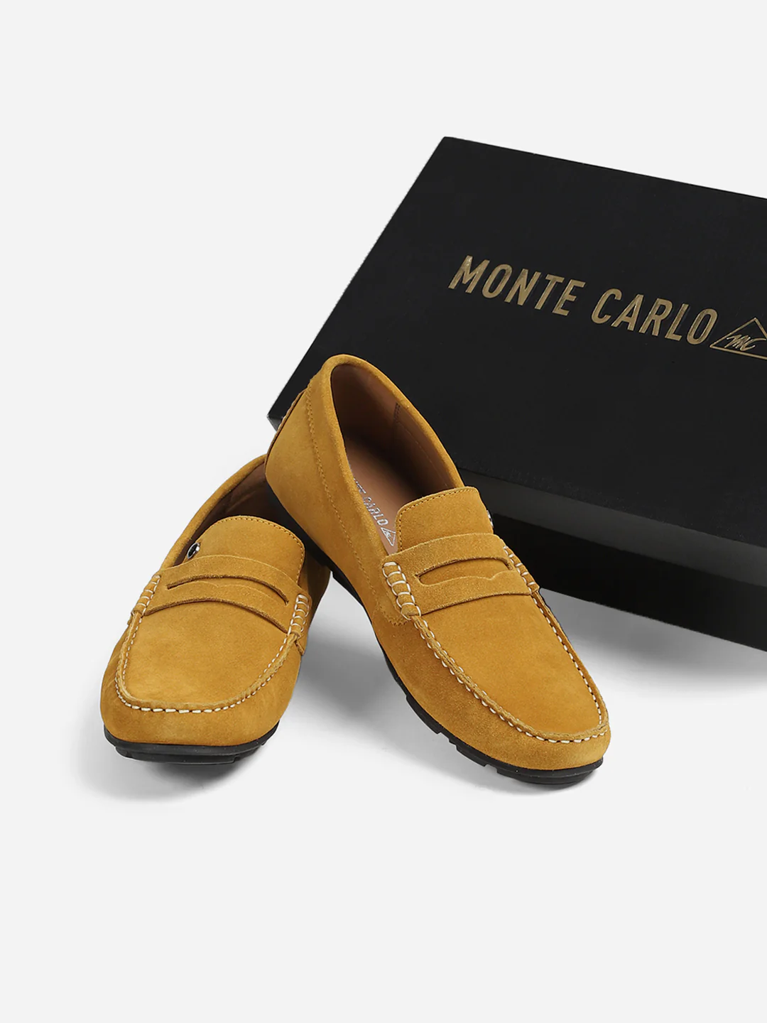 Men Yellow Slip-On Genuine Leather Loafer - Image 4