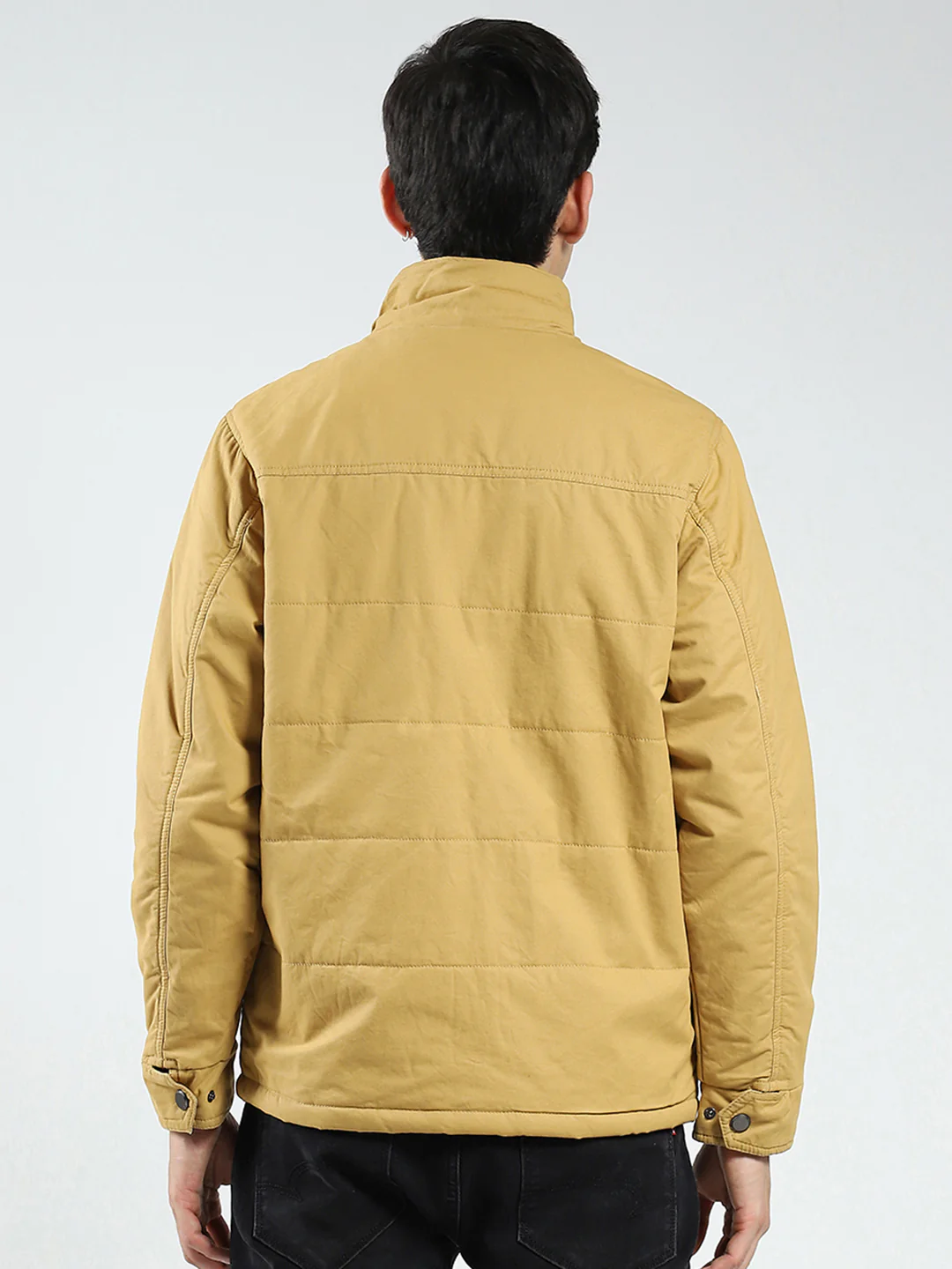 Men Yellow Solid Collar Full Sleeve Jacket - Image 5
