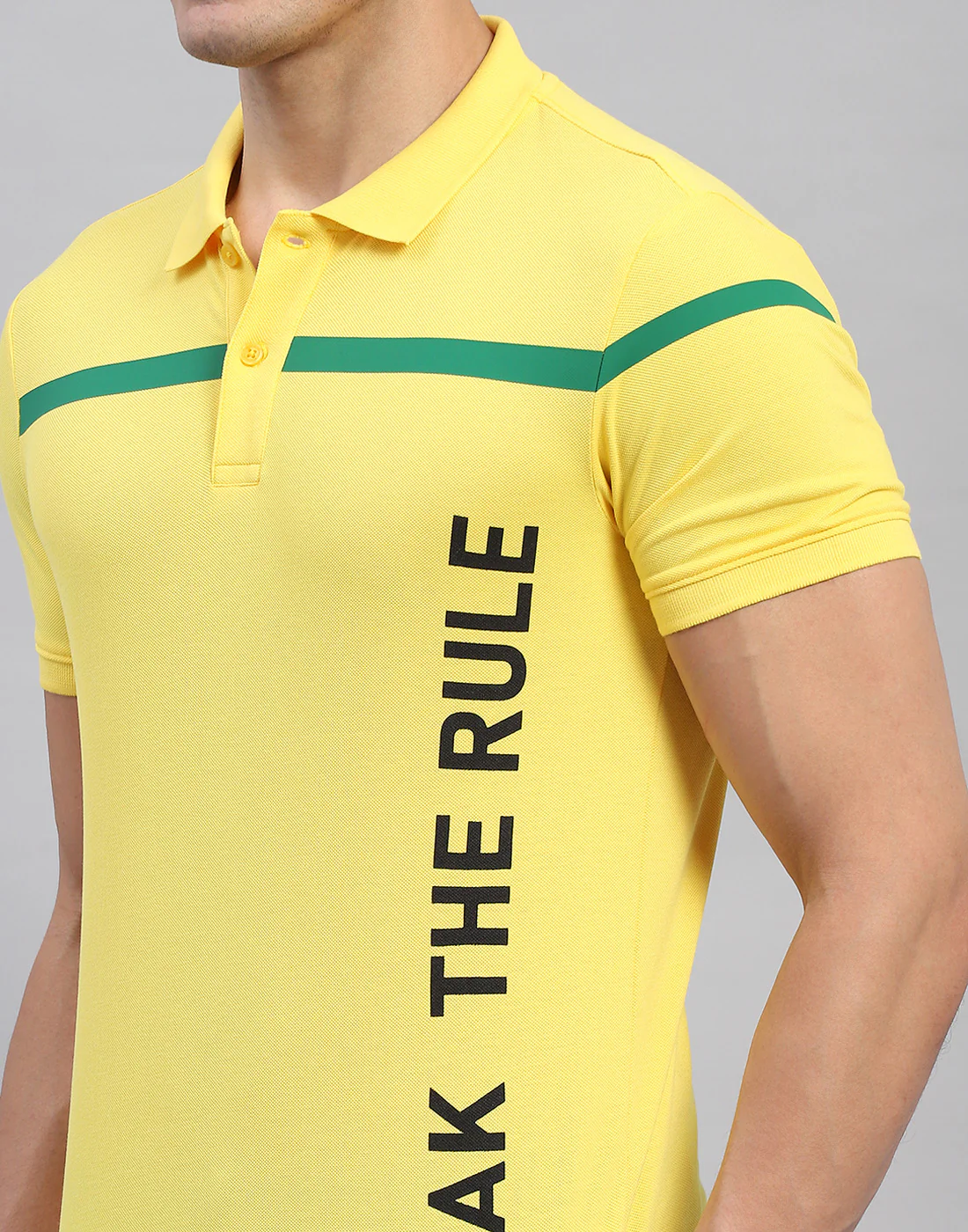 Rock.it Men Yellow Solid Collar Half Sleeve T-Shirt - Image 6