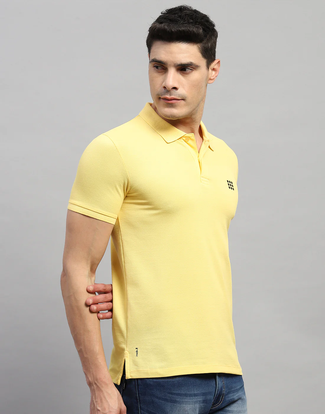 Rock.it Men Yellow Solid Polo Collar Half Sleeve T-Shirt - Image 4