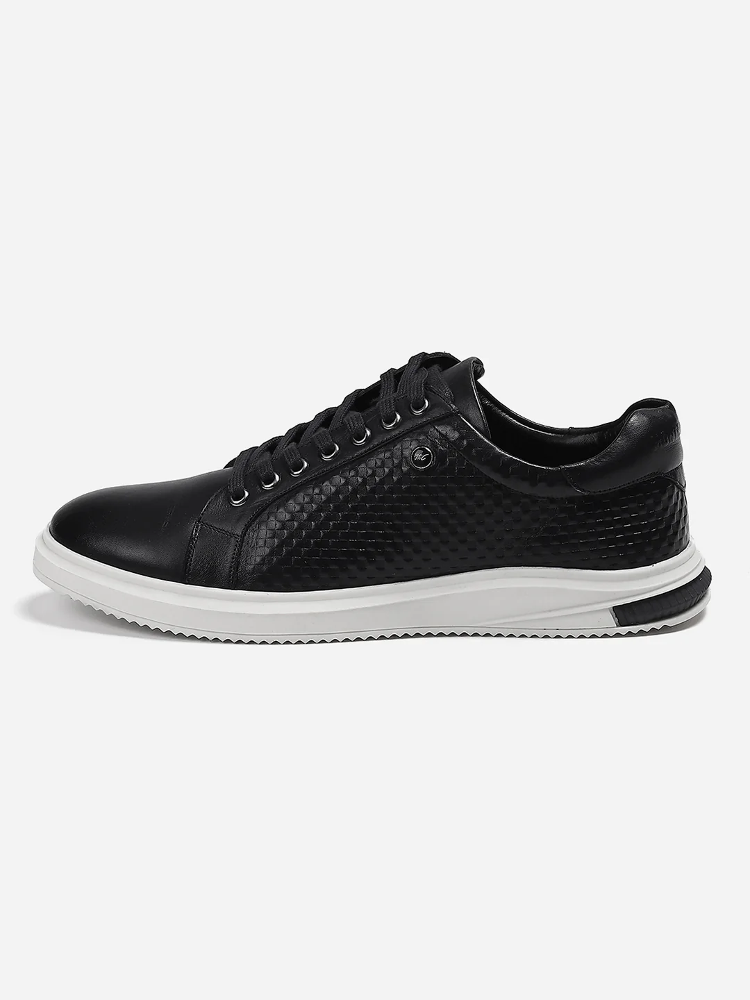 Mens Navy Blue Solid Lace Up Genuine Leather Casual Sneaker - Image 4