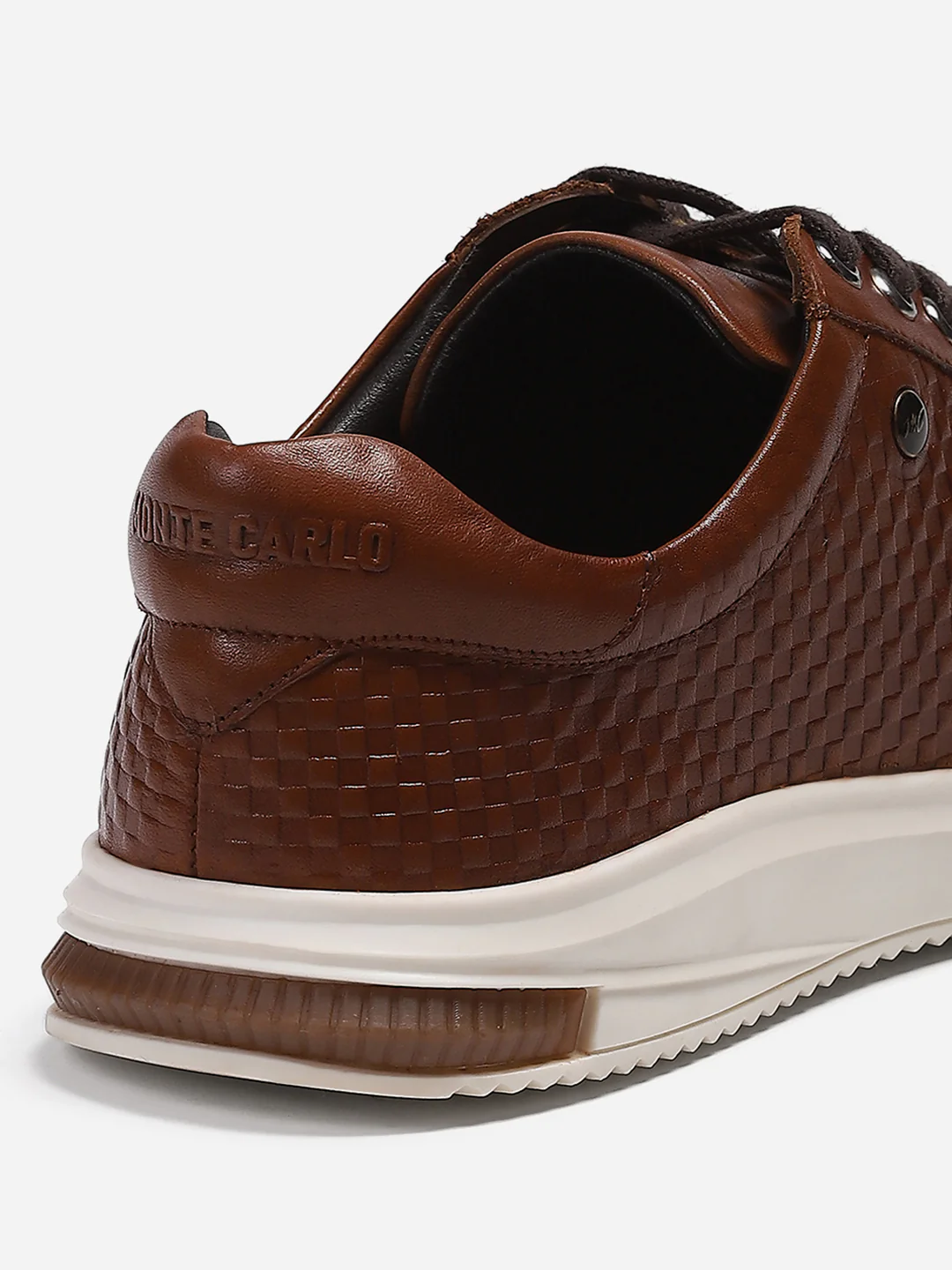 Mens Tan Solid Lace Up Genuine Leather Casual Sneaker - Image 9