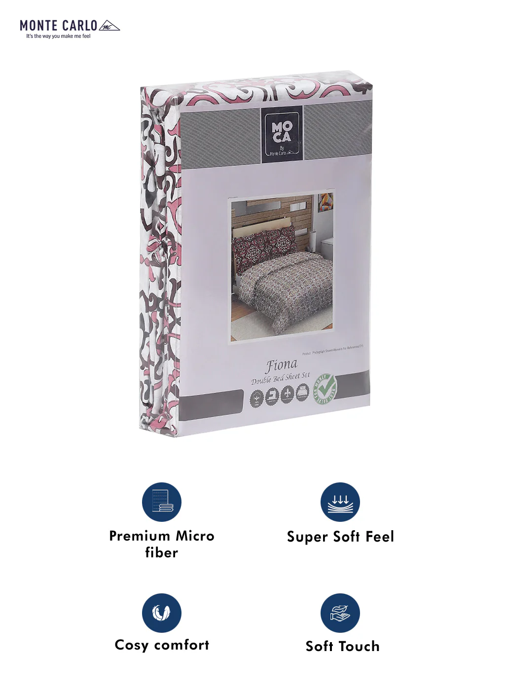 MOCA by Monte Carlo 104 GSM Cotton Double Bedsheet (2 Pcs Set) - Image 9