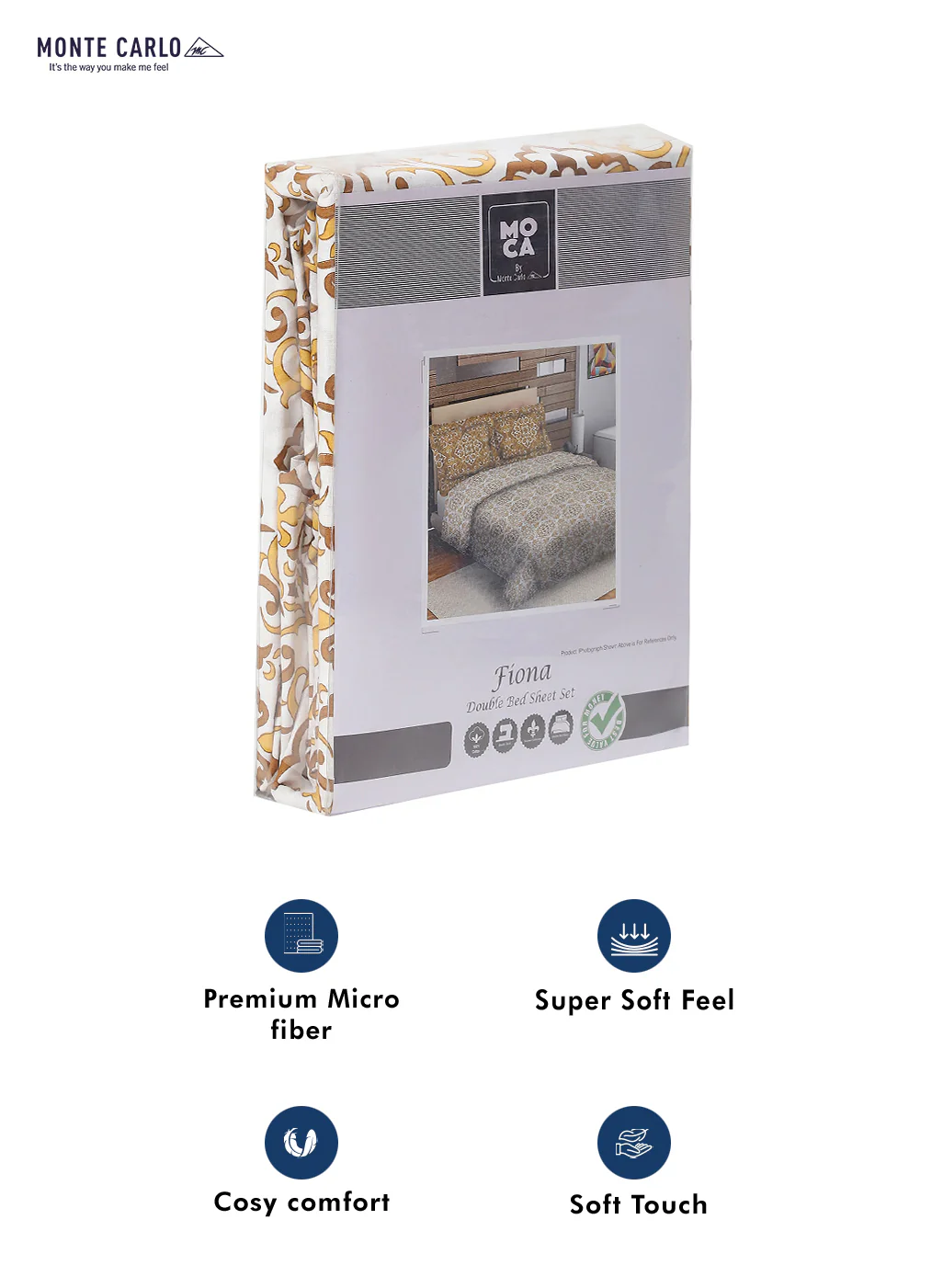 MOCA by Monte Carlo 104 GSM Cotton Double Bedsheet (2 Pcs Set) - Image 9