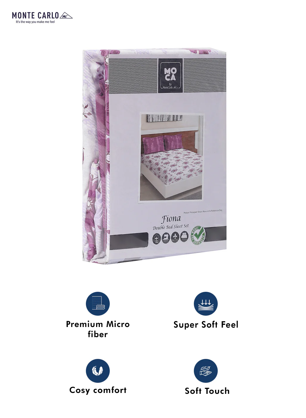 MOCA by Monte Carlo 104 GSM Cotton Double Bedsheet (2 Pcs Set) - Image 9