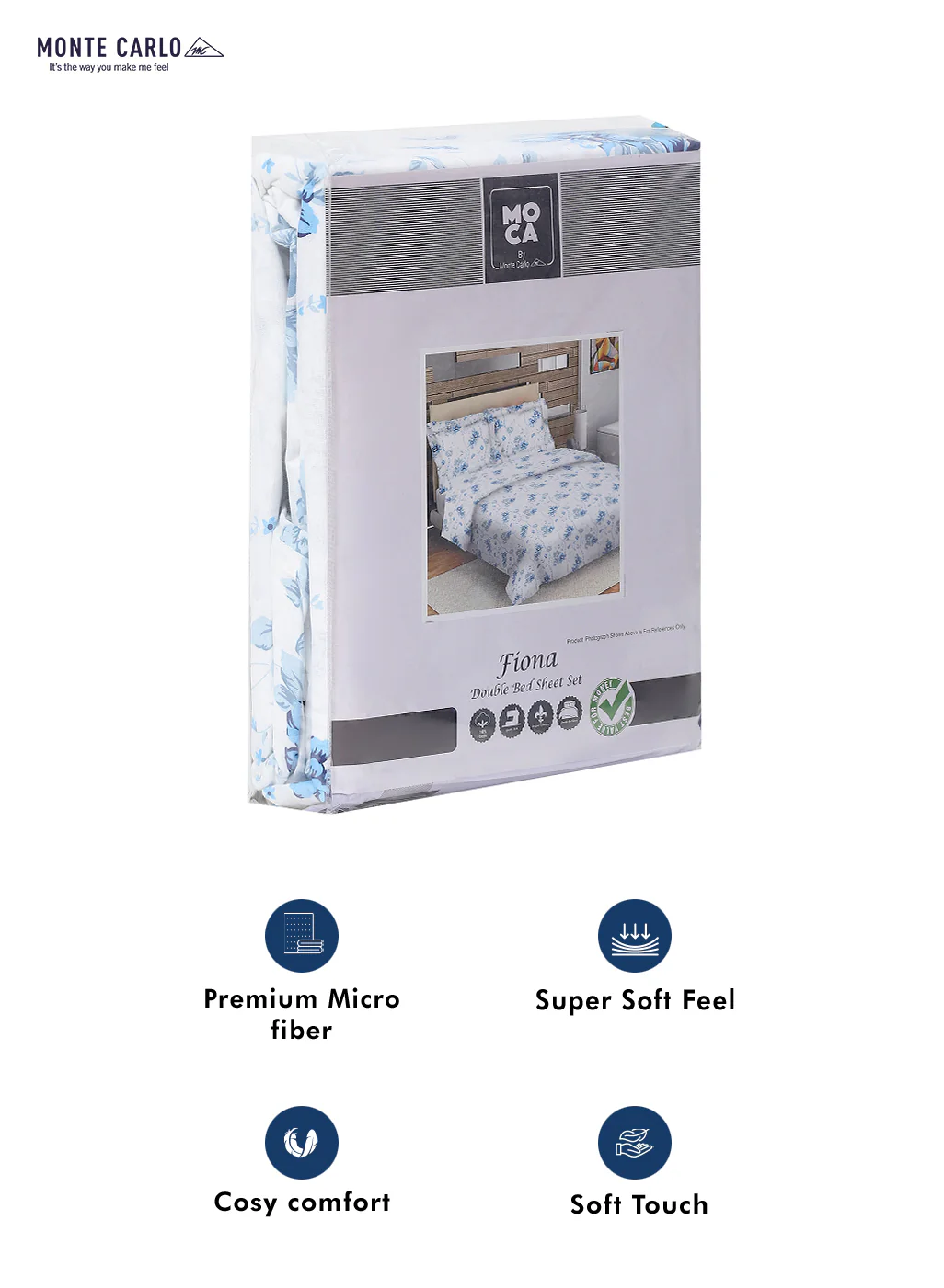 MOCA by Monte Carlo 104 GSM Cotton Double Bedsheet (2 Pcs Set) - Image 9