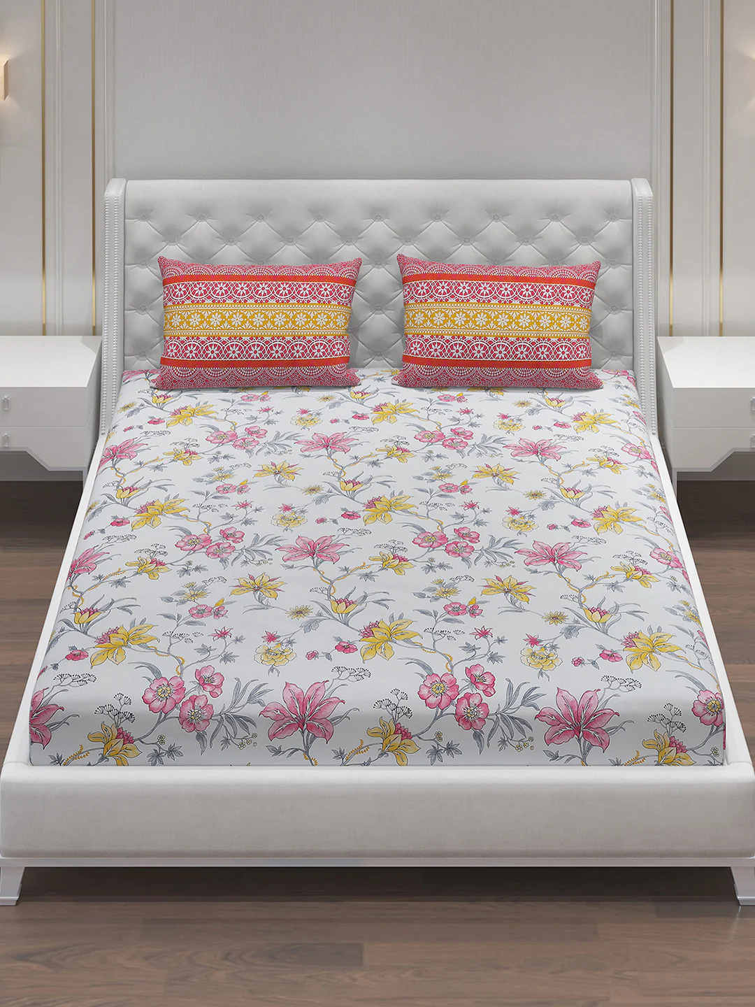 MOCA by Monte Carlo 104 TC Cotton Double Bedsheet with 2 Pillow Covers - Image 2