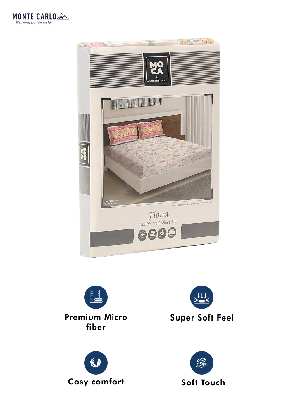 MOCA by Monte Carlo 104 TC Cotton Double Bedsheet with 2 Pillow Covers - Image 9
